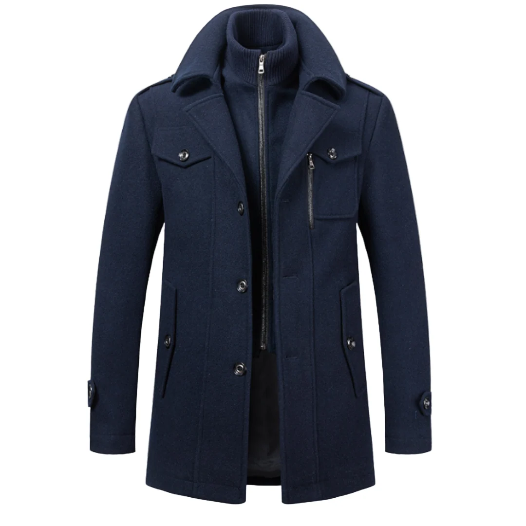 Davin - Manteau mi-long à col montant superposé