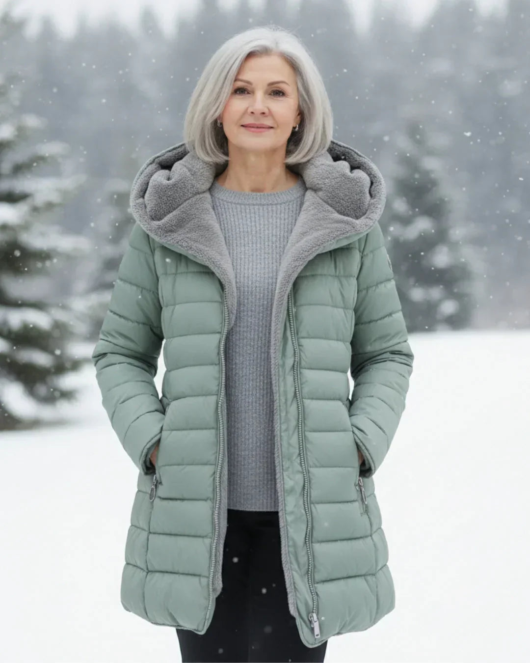 Leni - Manteau matelassé à capuche, doublé et chaud