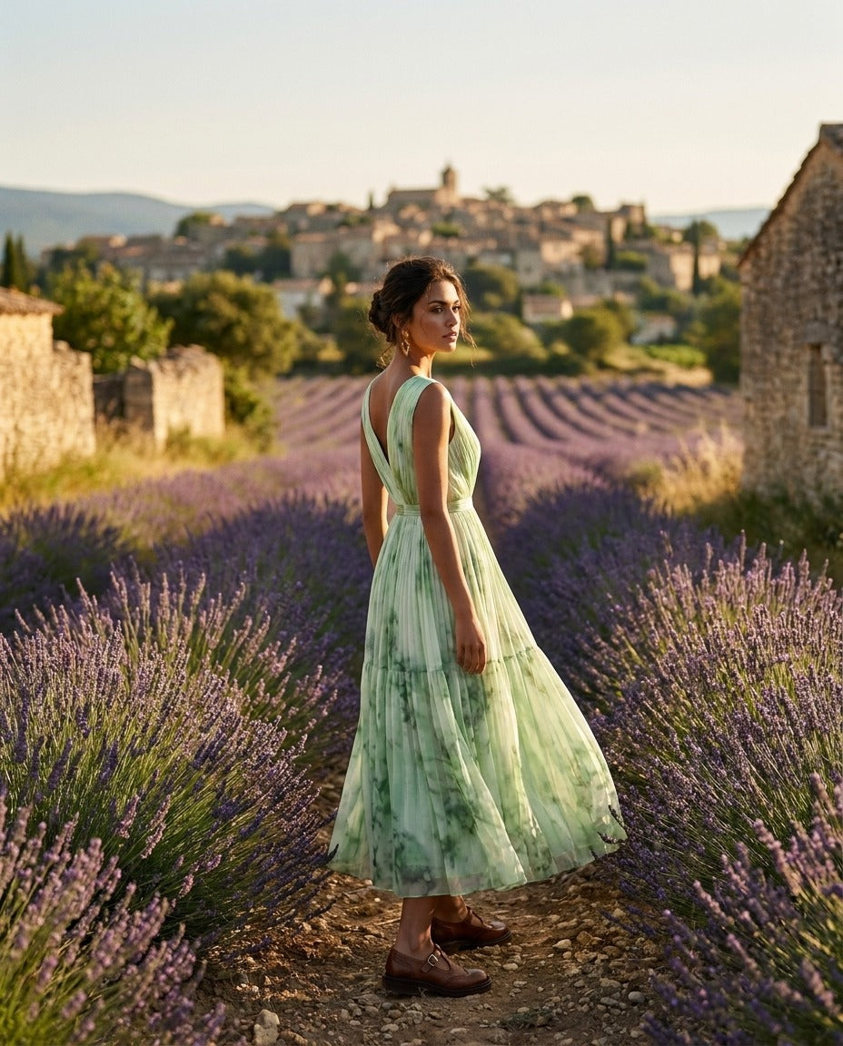 Nadia - Robe midi plissée à fleurs