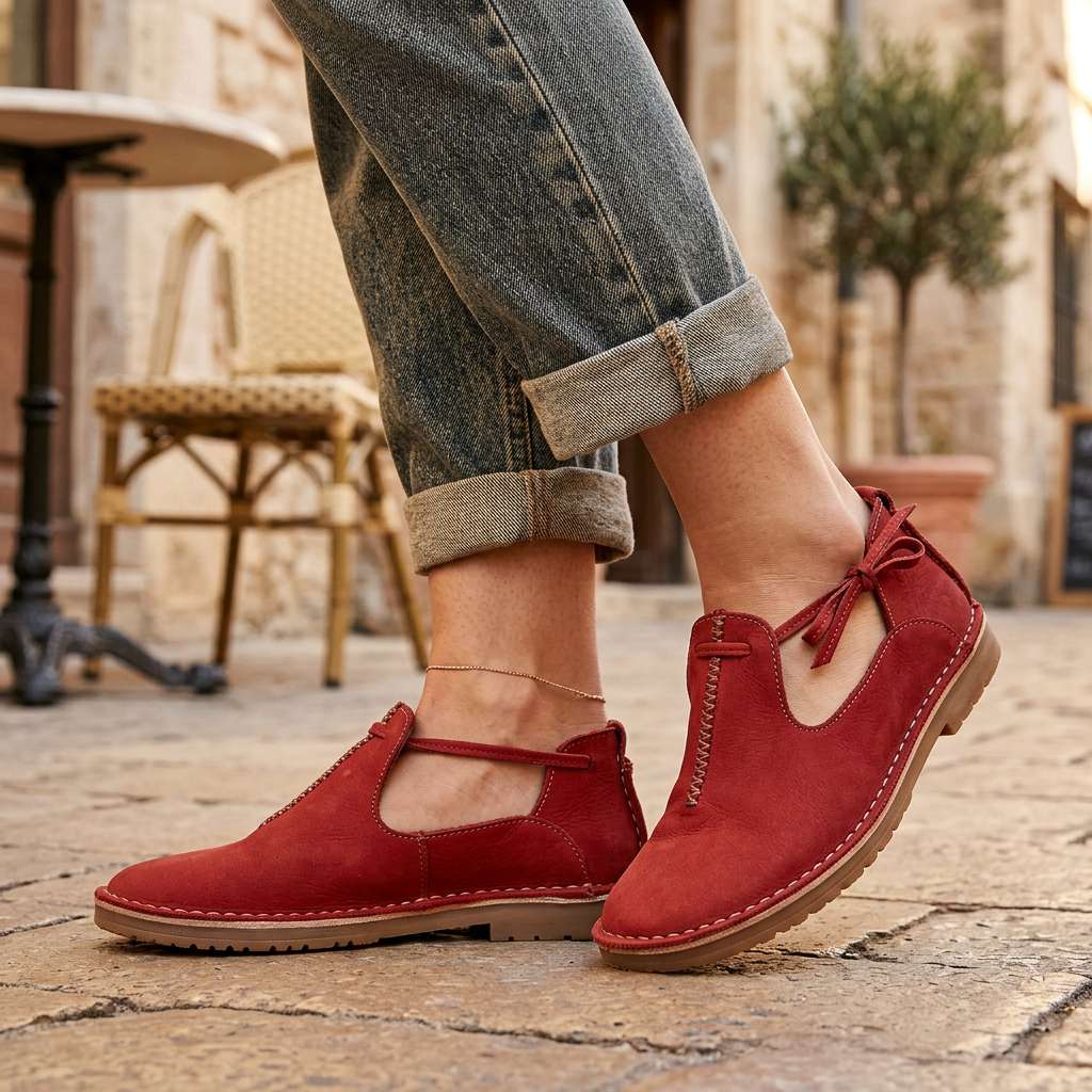 Delaina - Souliers à lacets en cuir vintage