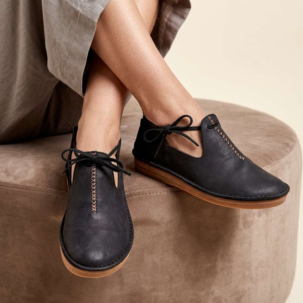 Delaina - Souliers à lacets en cuir vintage