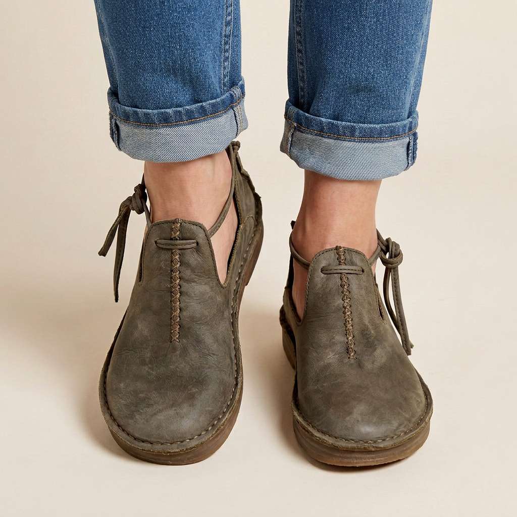 Delaina - Souliers à lacets en cuir vintage