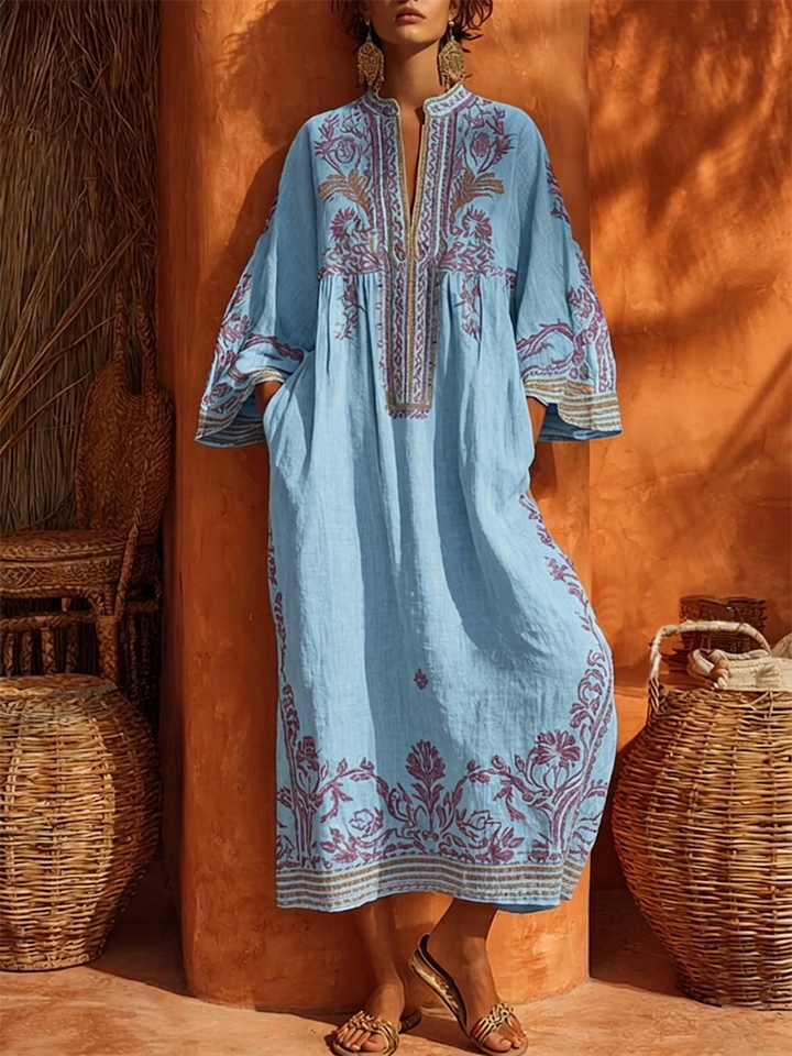 Nicole - Robe longue fleurie au toucher doux