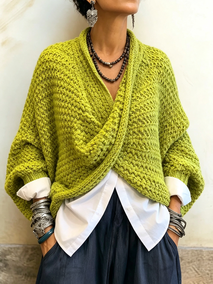 Orelle - Pull col V texturé