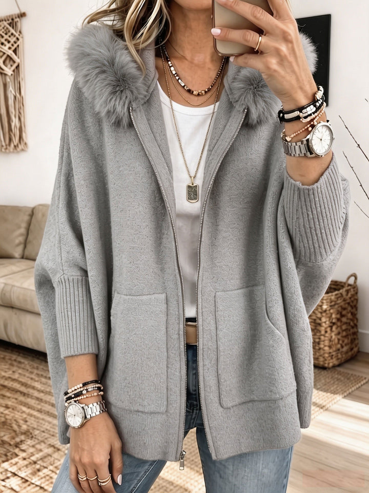 Veronelle - Cardigan à capuche zippé doux au toucher