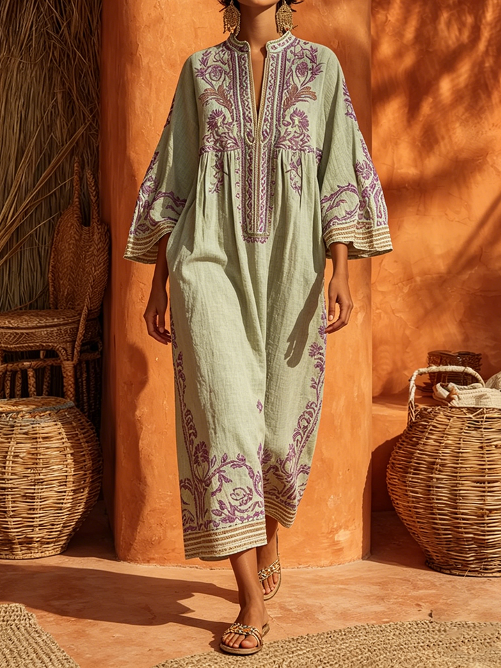 Nicole - Robe longue fleurie au toucher doux