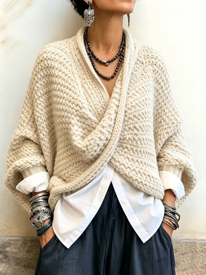 Orelle - Pull col V texturé
