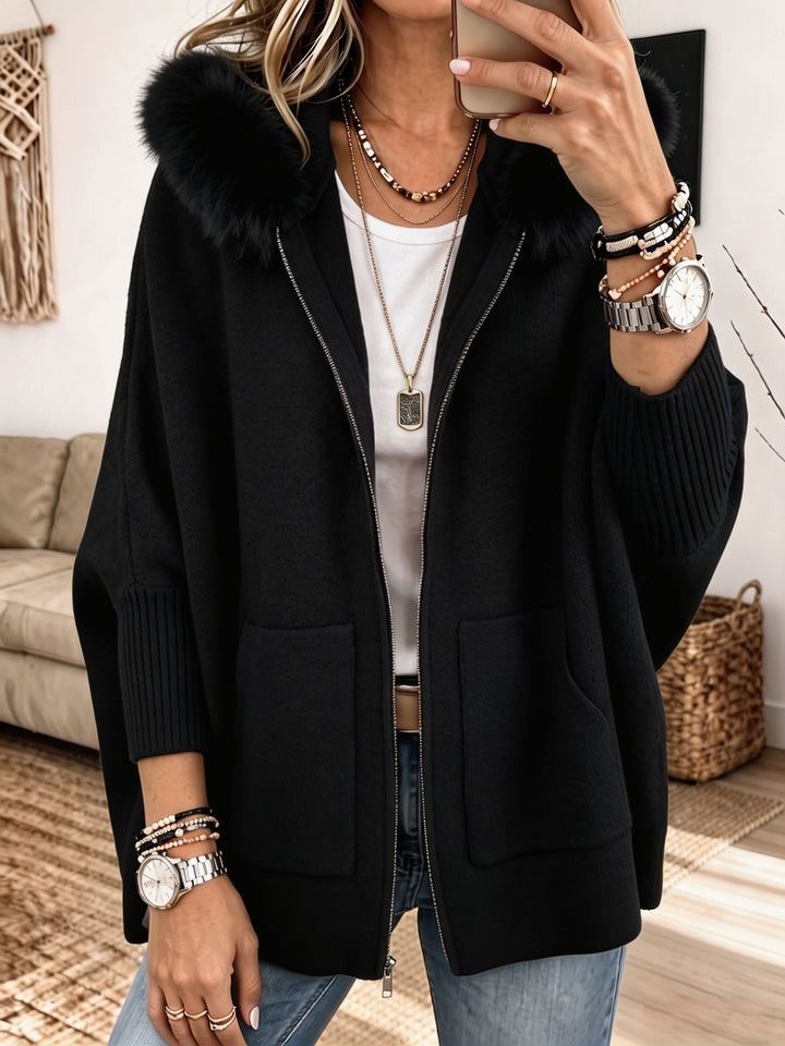Veronelle - Cardigan à capuche zippé doux au toucher