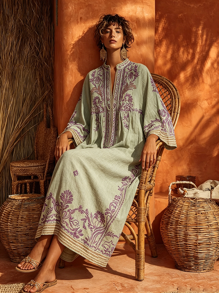 Nicole - Robe longue fleurie au toucher doux
