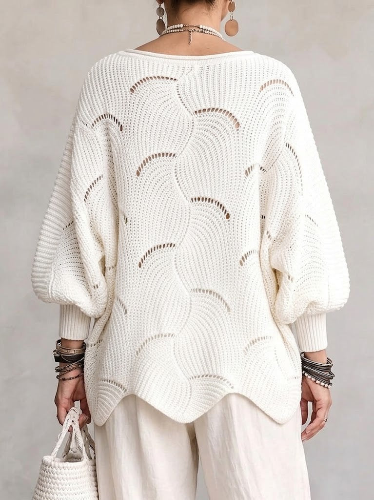 Coravina - Pull en maille ajourée texturée