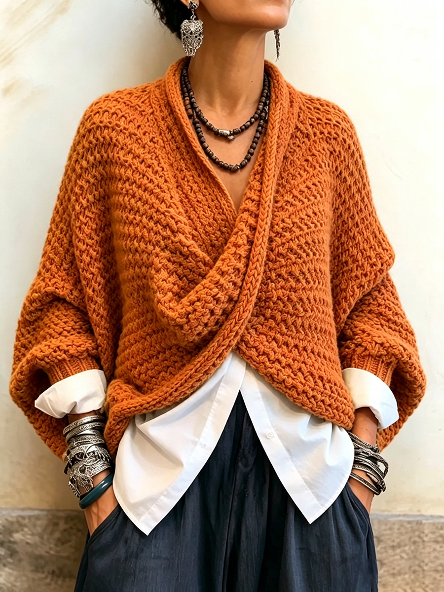 Orelle - Pull col V texturé