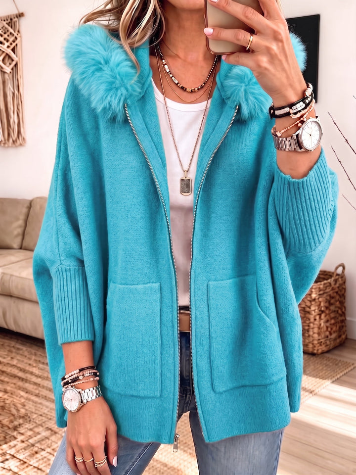 Veronelle - Cardigan à capuche zippé doux au toucher