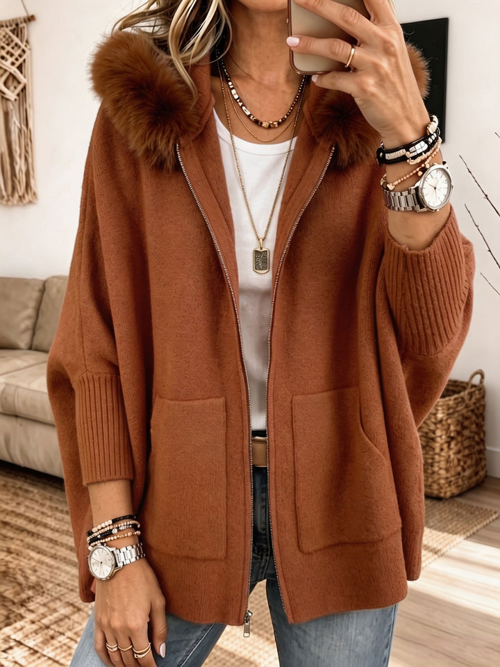 Veronelle - Cardigan à capuche zippé doux au toucher