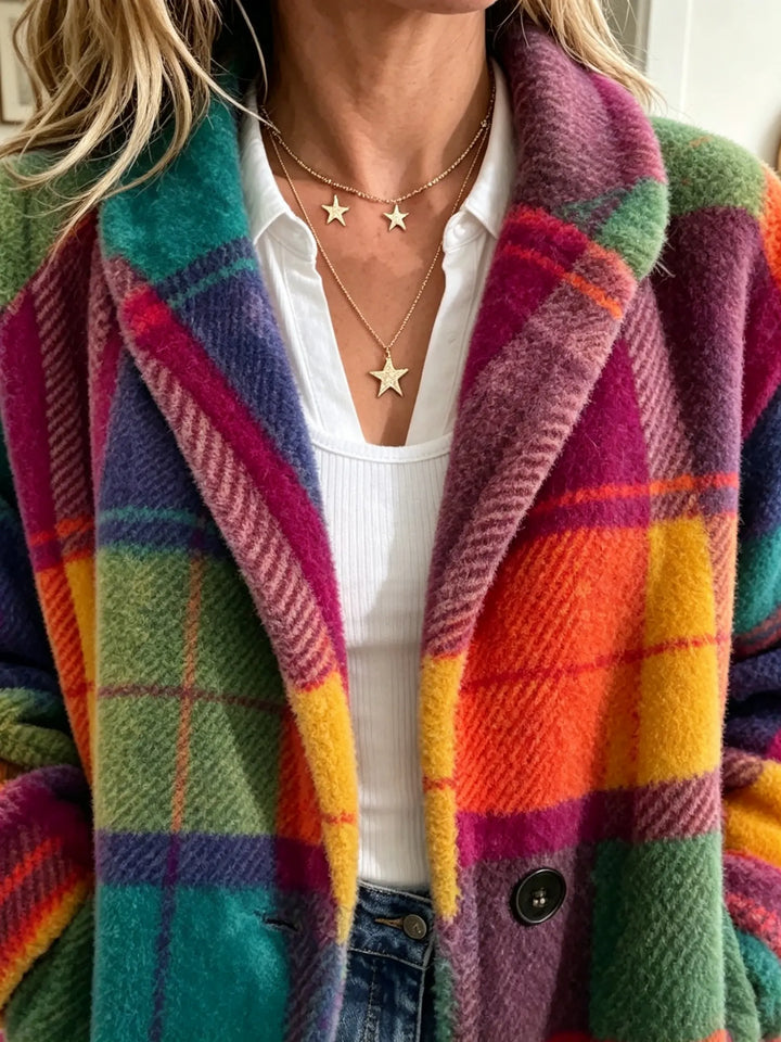 Aevienne - Manteau à carreaux au toucher doux