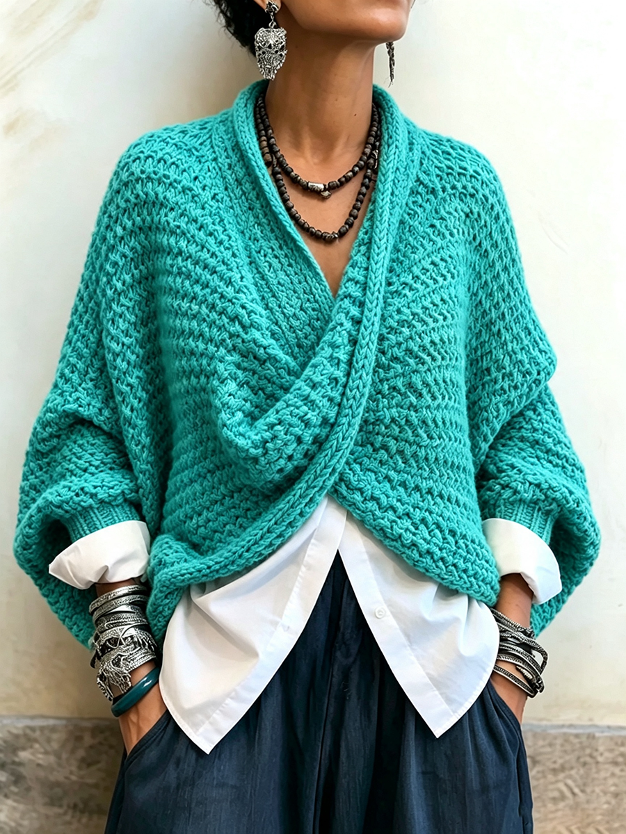 Orelle - Pull col V texturé