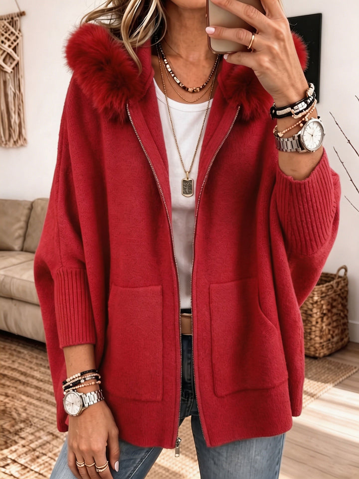Veronelle - Cardigan à capuche zippé doux au toucher