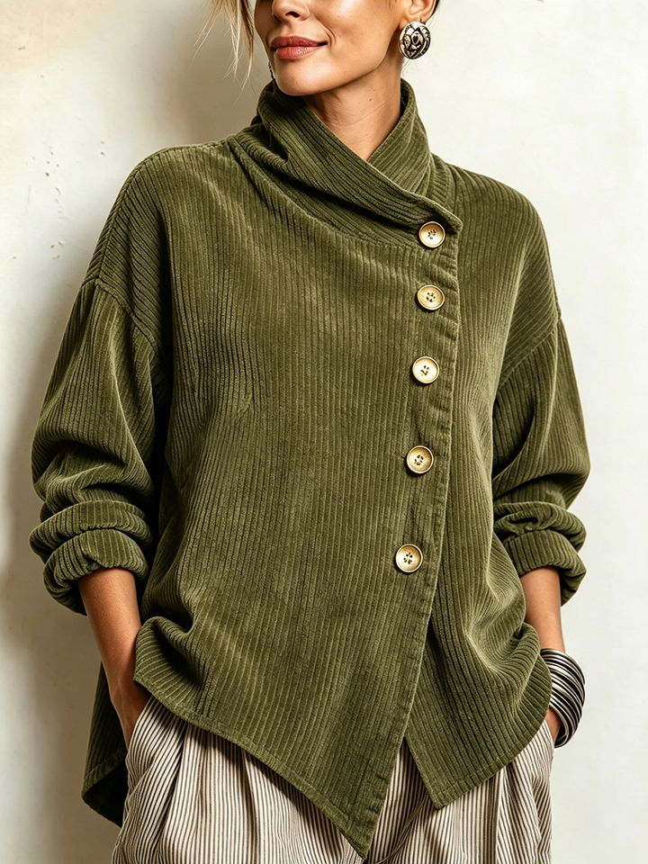 Blair - Pull texturé asymétrique à col montant