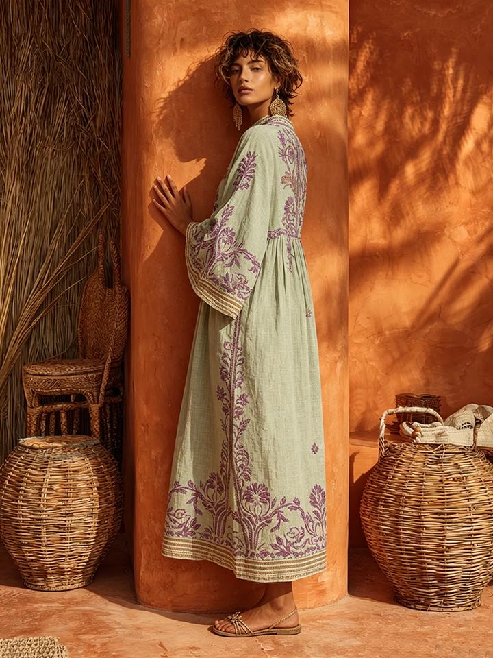 Nicole - Robe longue fleurie au toucher doux