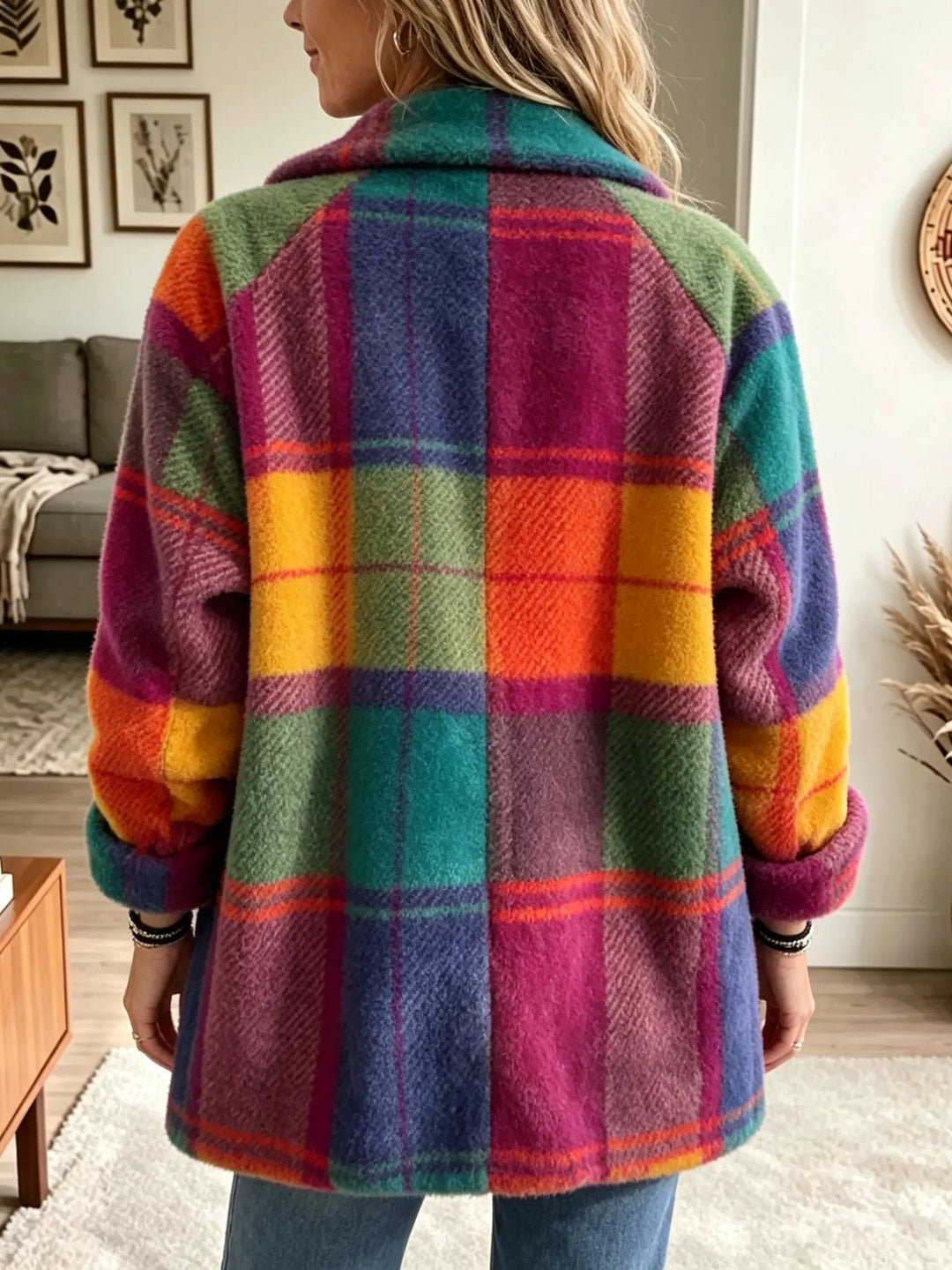 Aevienne - Manteau à carreaux au toucher doux
