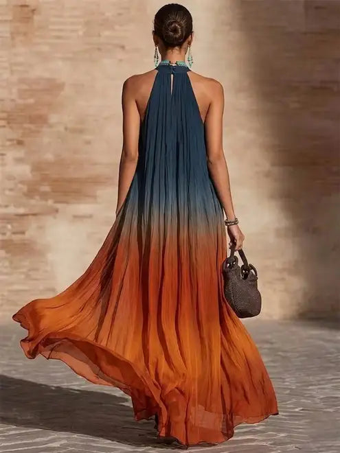 Calissa - Robe longue à col américain en tissu doux