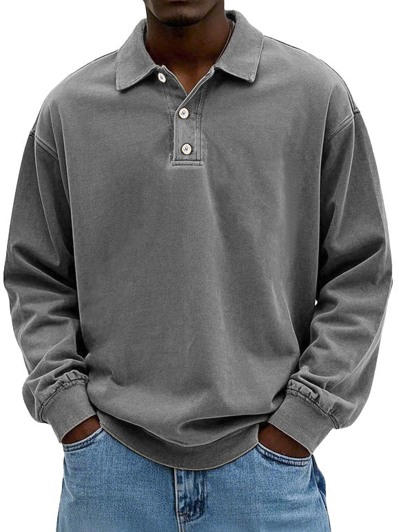 Brychan - Polo à manches longues vintage délavé
