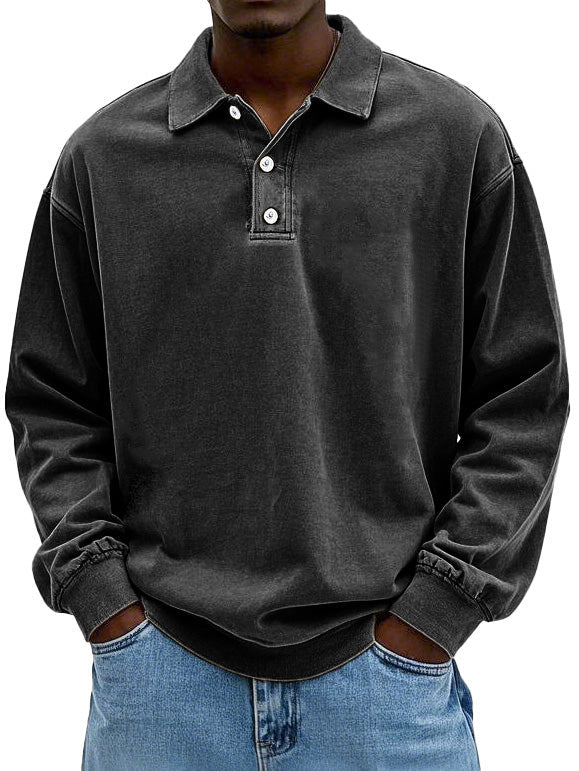 Brychan - Polo à manches longues vintage délavé