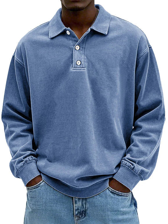 Brychan - Polo à manches longues vintage délavé