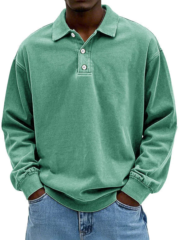 Brychan - Polo à manches longues vintage délavé