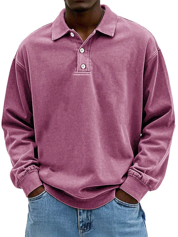 Brychan - Polo à manches longues vintage délavé