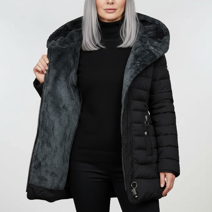 Leni - Manteau matelassé à capuche, doublé et chaud
