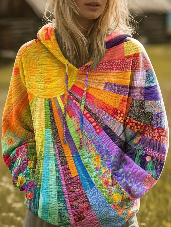 Jessanova - Sweat à capuche patchwork doux au toucher