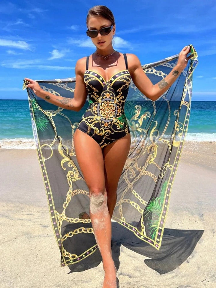Diana - Maillot de bain une-pièce sculptant avec paréo