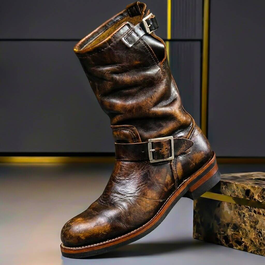 Gideon - Bottes en cuir à boucle vintage