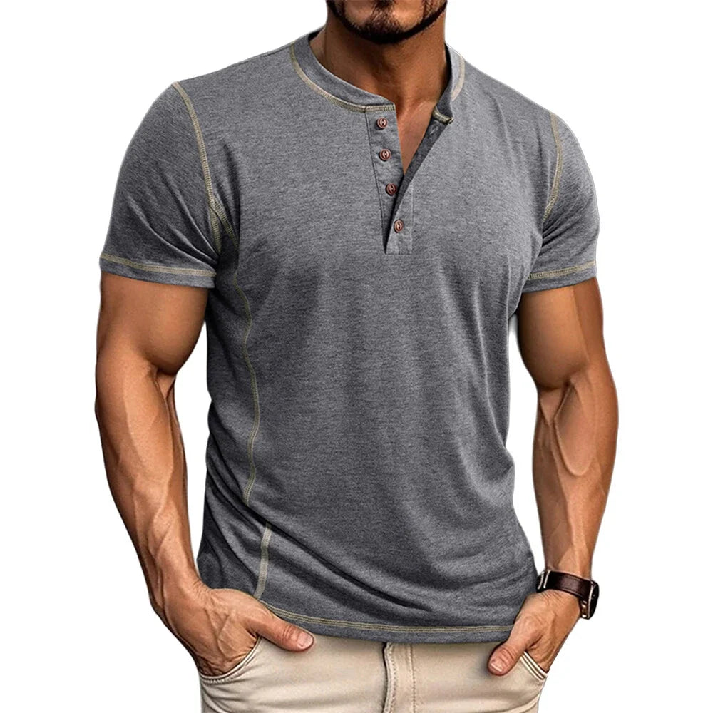 Bardwell - T-shirt Henley doux au toucher