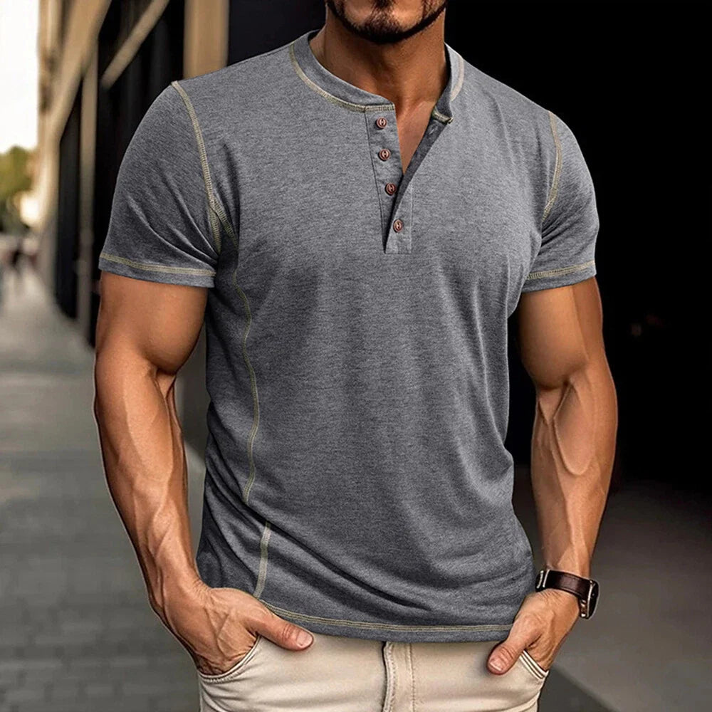 Bardwell - T-shirt Henley doux au toucher