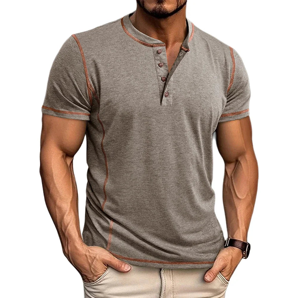 Bardwell - T-shirt Henley doux au toucher