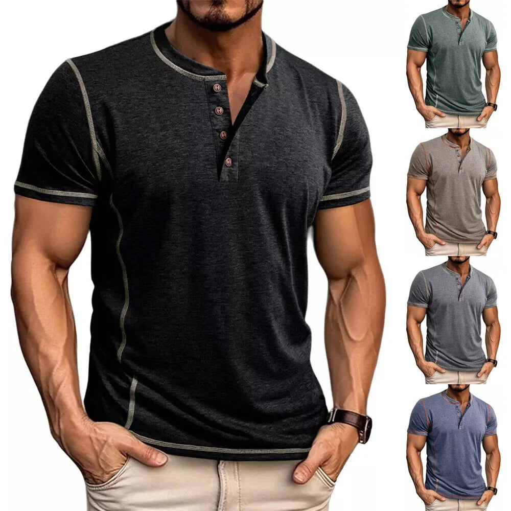 Bardwell - T-shirt Henley doux au toucher