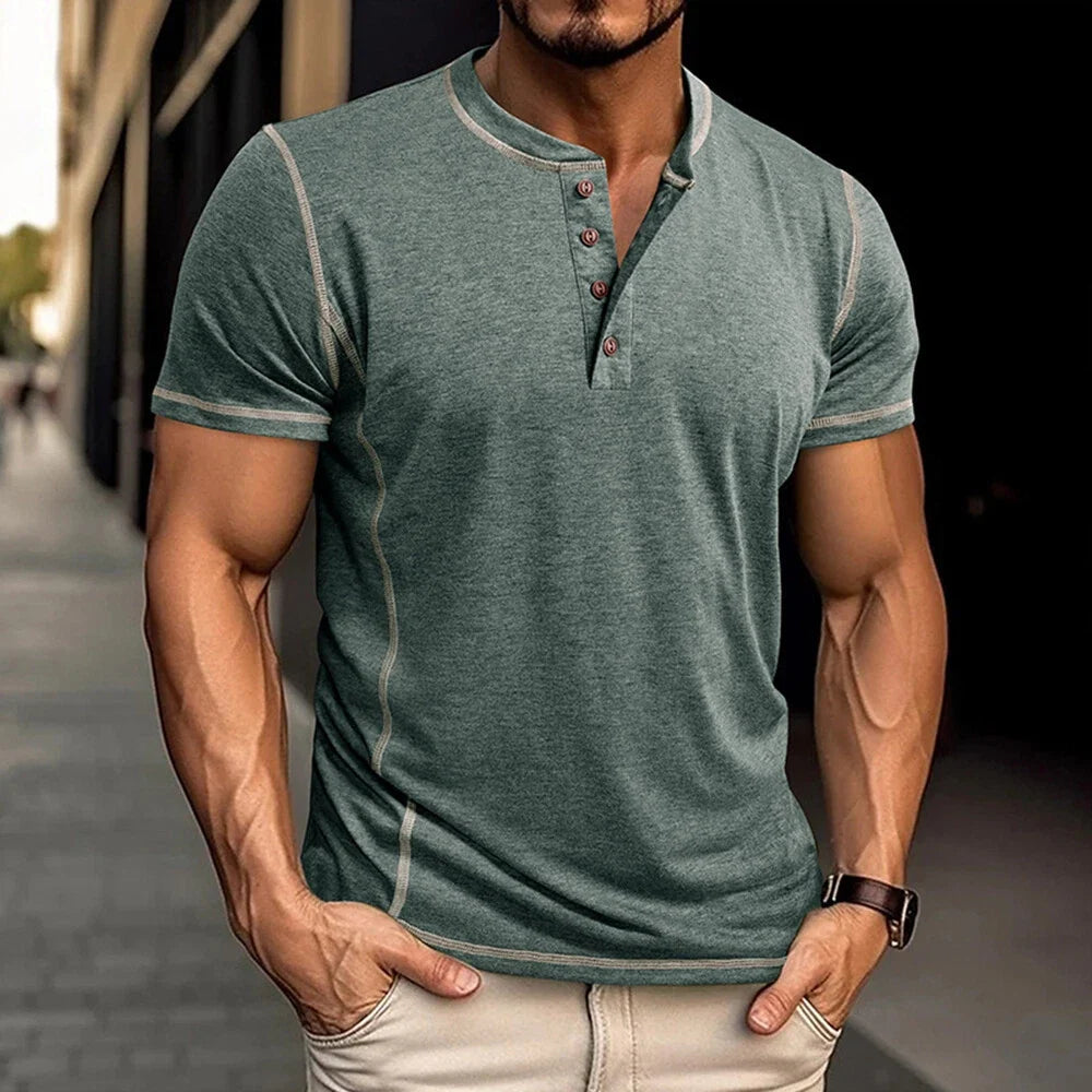Bardwell - T-shirt Henley doux au toucher
