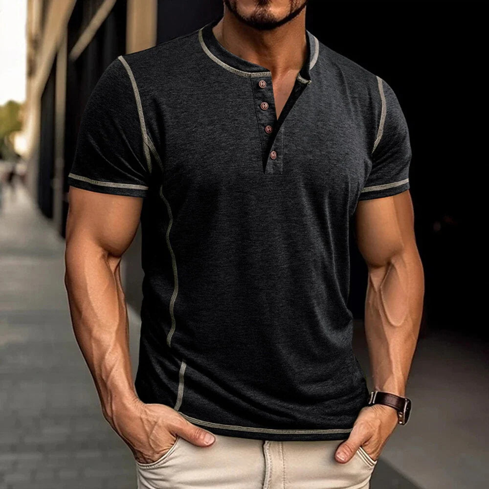 Bardwell - T-shirt Henley doux au toucher