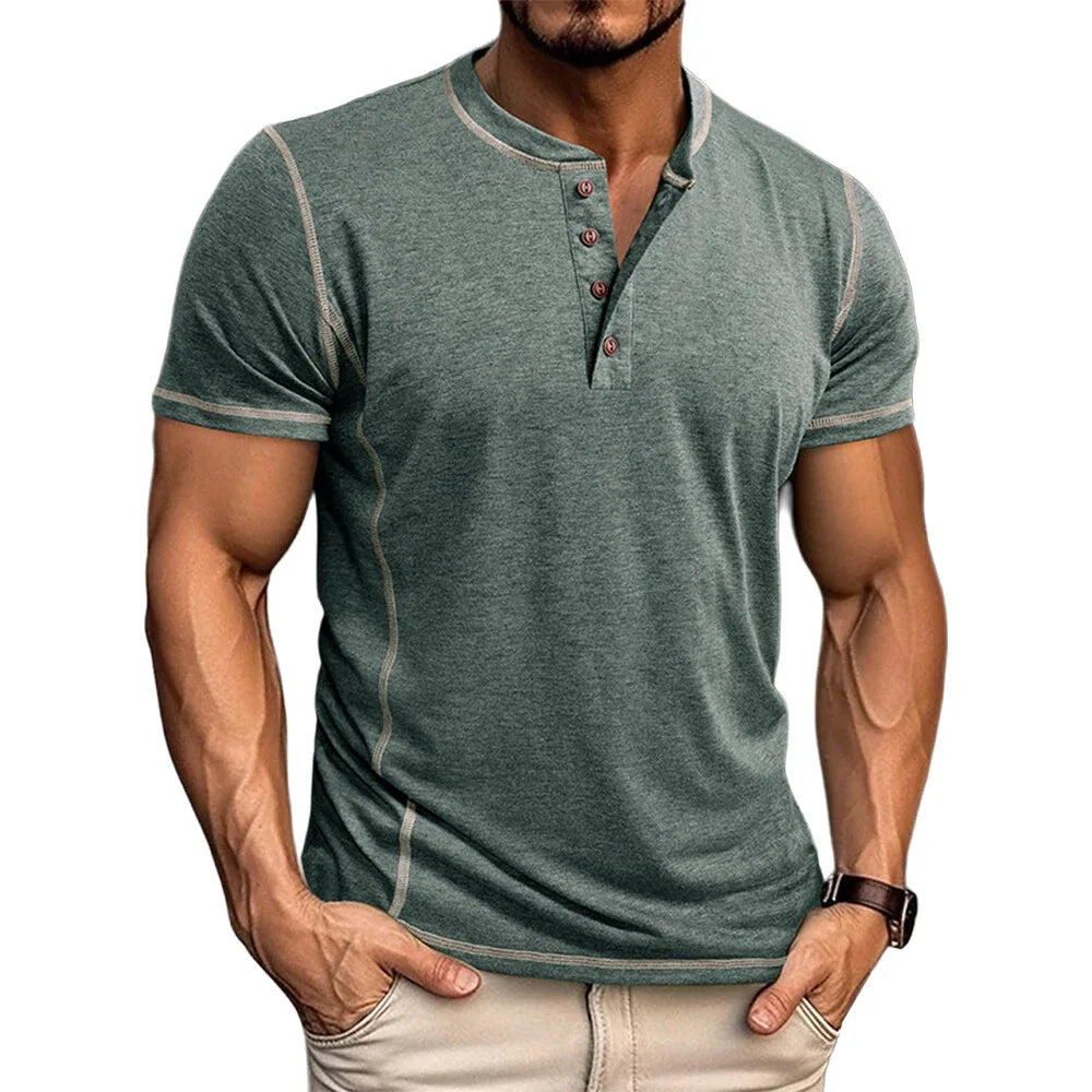Bardwell - T-shirt Henley doux au toucher