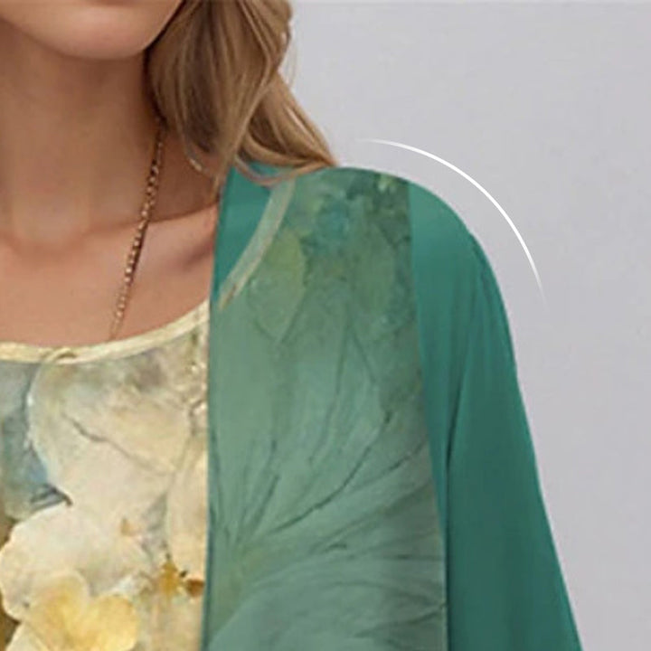 Delavelle - Ensemble coordonné élégant avec robe midi à volants superposés