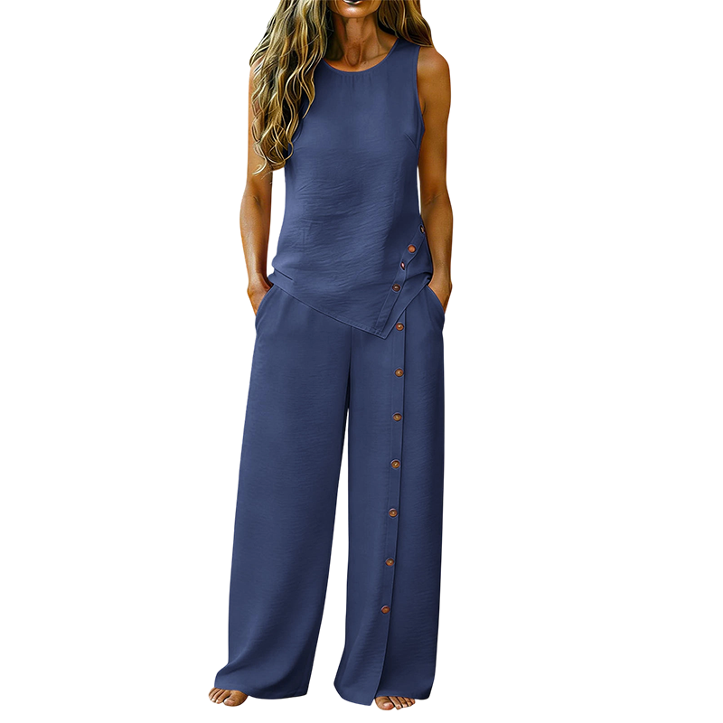 Amanda - Ensemble top sans manches respirant et pantalon large