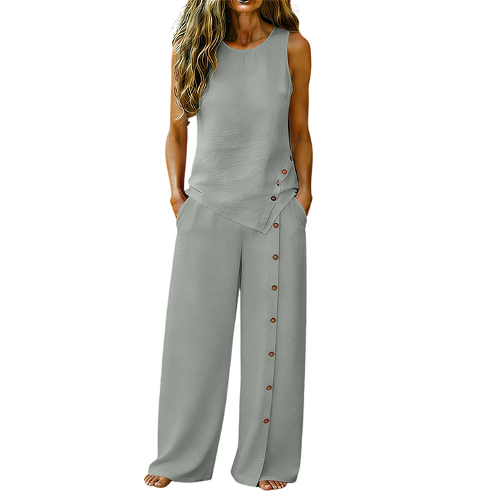 Amanda - Ensemble top sans manches respirant et pantalon large
