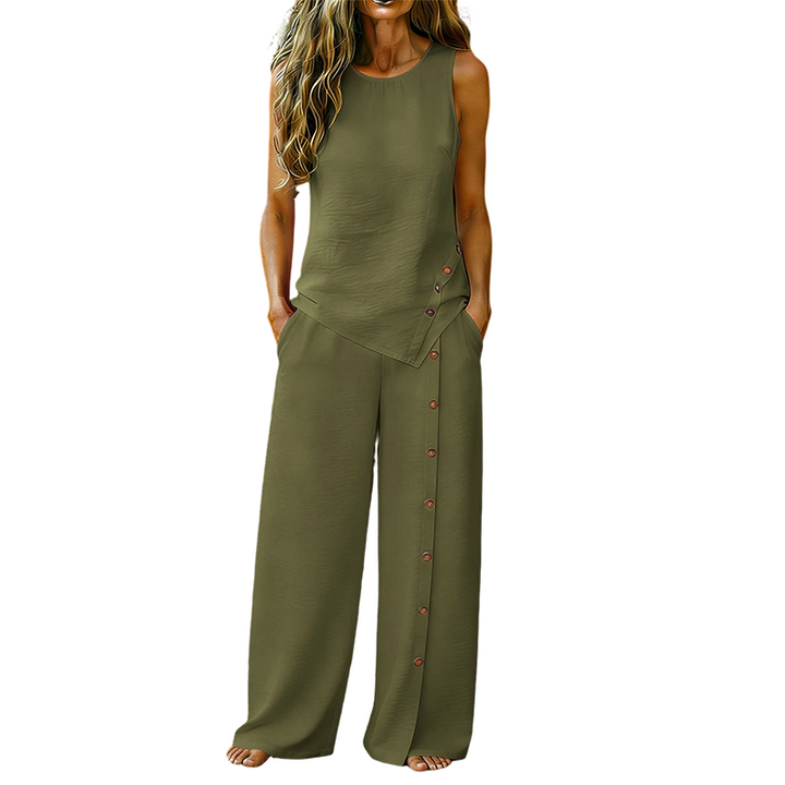 Amanda - Ensemble top sans manches respirant et pantalon large