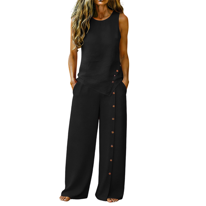 Amanda - Ensemble top sans manches respirant et pantalon large