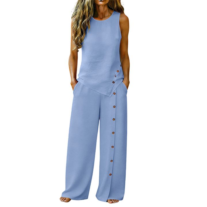Amanda - Ensemble top sans manches respirant et pantalon large