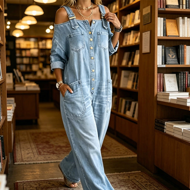 Neralyn - Salopette en denim délavé avec poches