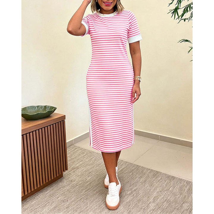 Reeva - Robe midi rayée au toucher doux