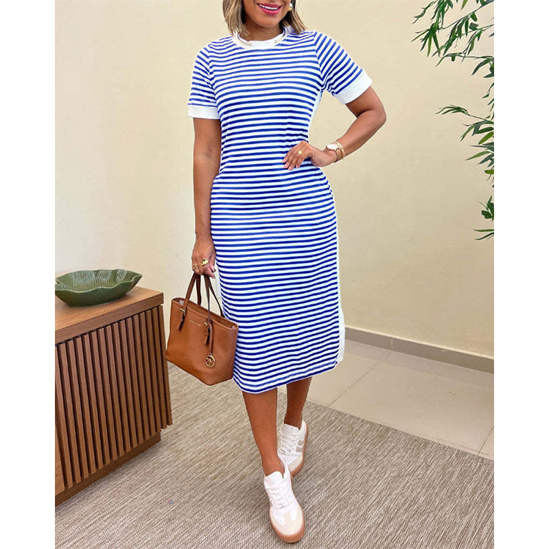 Reeva - Robe midi rayée au toucher doux