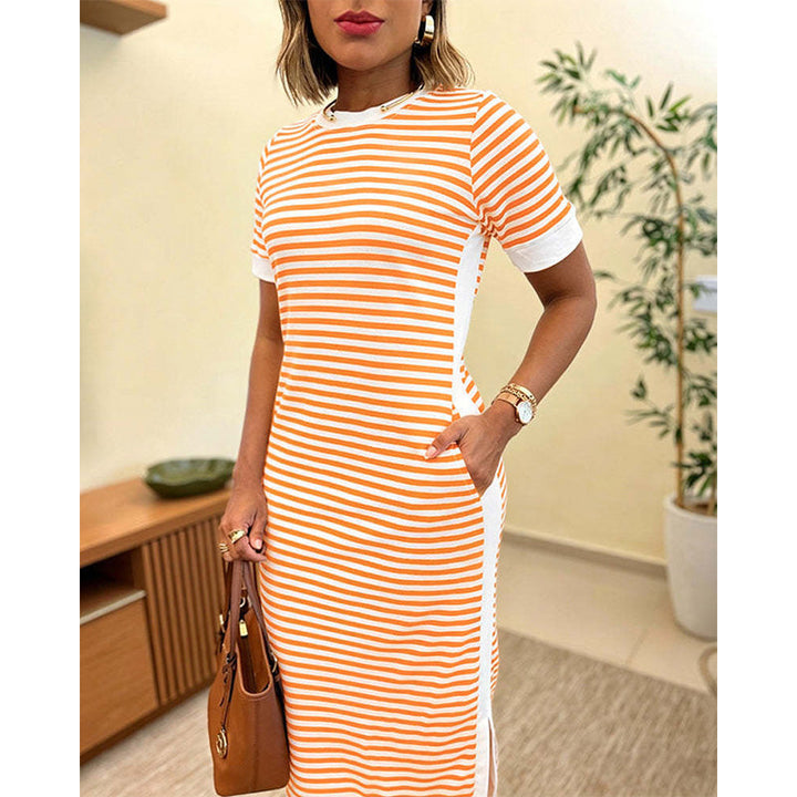 Reeva - Robe midi rayée au toucher doux